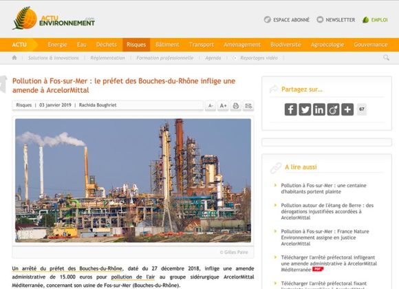 Pollution à Fos-sur-Mer : le préfet des Bouches-du-Rhône inflige une amende à ArcelorMittal